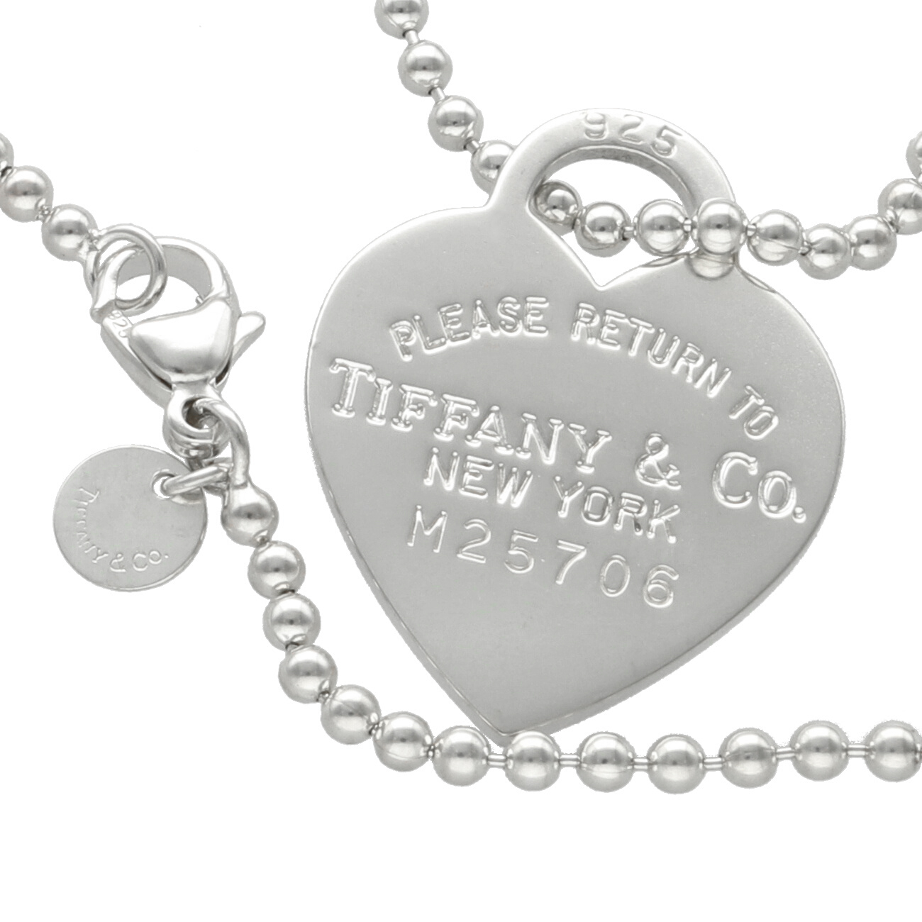Pre Loved Tiffany Co. Please Return to Tiffany Heart Tag Pendant 925 Sterling 86 4 cm Necklace OeD Vintage