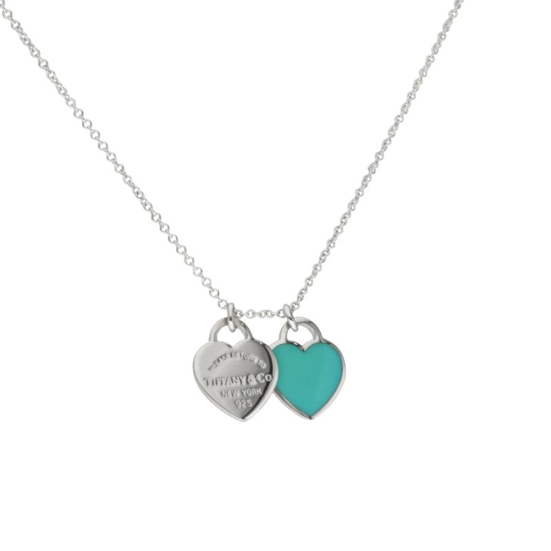 Pre-Loved Tiffany & Co. Please Return to Mini Double Heart Pendant 925 Sterling Necklace - Image 2
