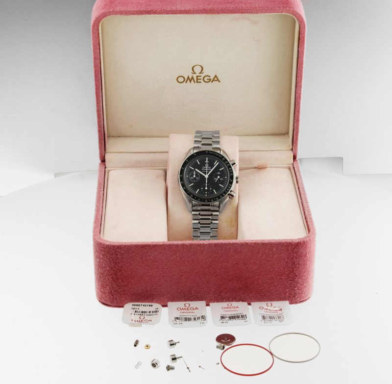 2009 ca. Omega Reduced II Zaffiro 35395000 Speedmaster Automatico 39 mm Scatola+Revisione Omega - immagine 16