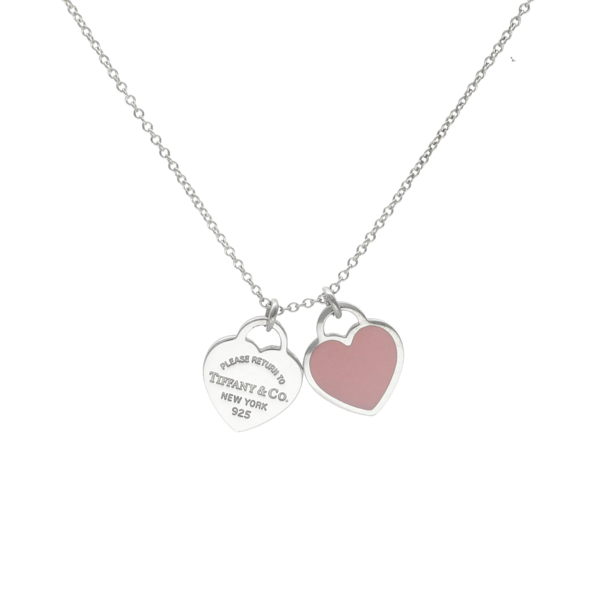 Mini double heart tag pendant pink new arrivals