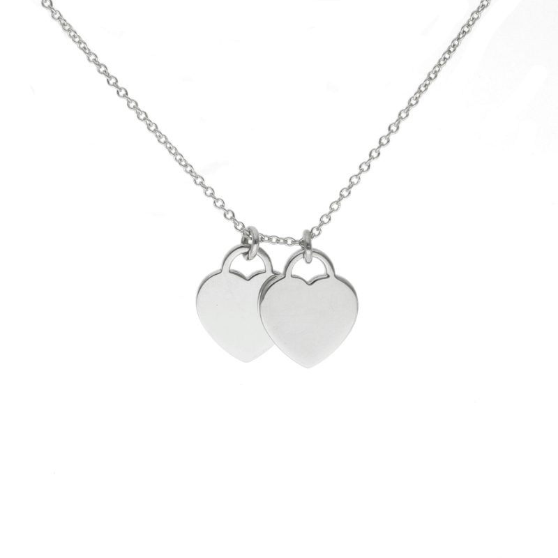 Tiffany & Co. Collezione Return to Tiffany Collana Argento con Doppio Pendente a Forma di Cuore - immagine 2