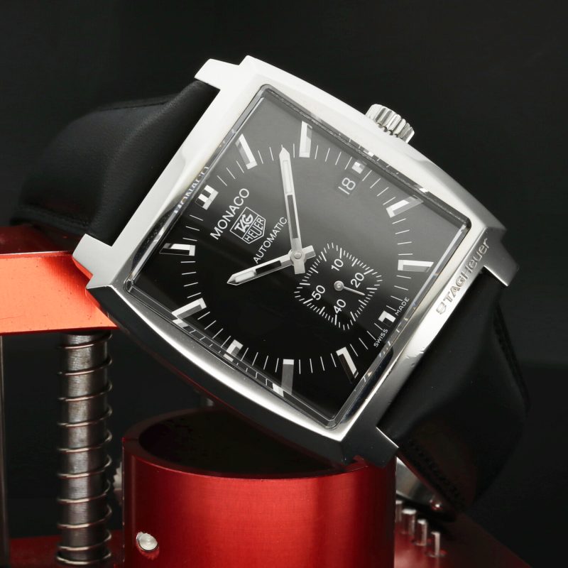 2013 TAG Heuer Monaco ref. WW2110-0 Steel on Leather Automatic 37 mm Black Dial Full-set - Image 4