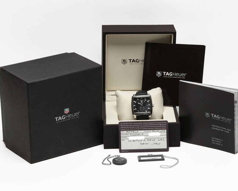 2013 TAG Heuer Monaco ref. WW2110-0 Steel on Leather Automatic 37 mm Black Dial Full-set - Image 17