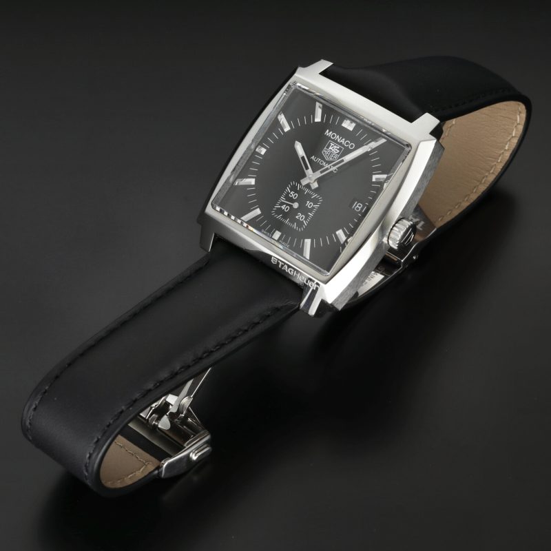 2013 TAG Heuer Monaco ref. WW2110-0 Steel on Leather Automatic 37 mm Black Dial Full-set - Image 14