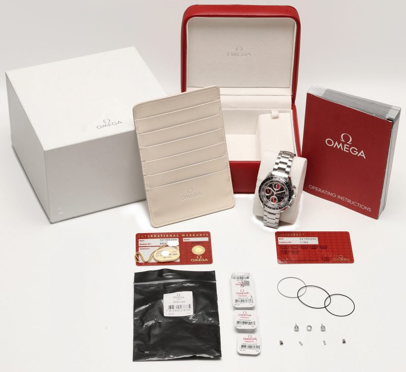 2014 ca. Omega 32105200 Speedmaster Data Automatico 40mm Casinò Dial, Scatola e Garanzia + Revisione Omega - immagine 18