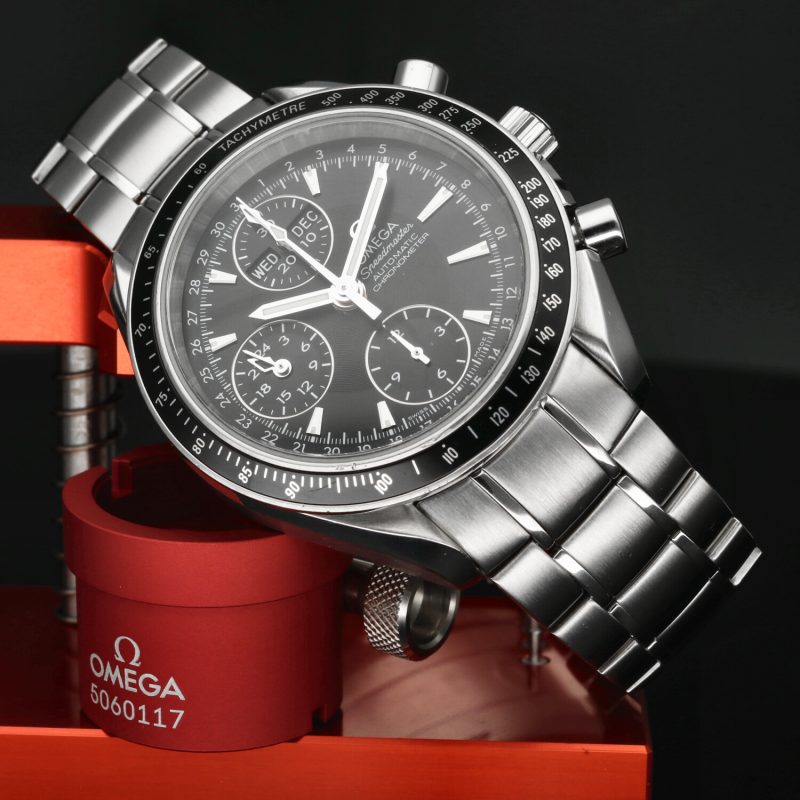 2014 ca. Omega ref. 32205000 Speedmaster Triple Date Automatico Acciaio su Acciaio 40 mm Scatola e Garanzia - immagine 5