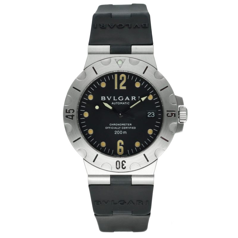 ca. 1998 Bulgari ref. SD 38 S Diagono Scuba Automatic 38 mm Box, Papers, COSC, Booklets, Serviced - Image 3