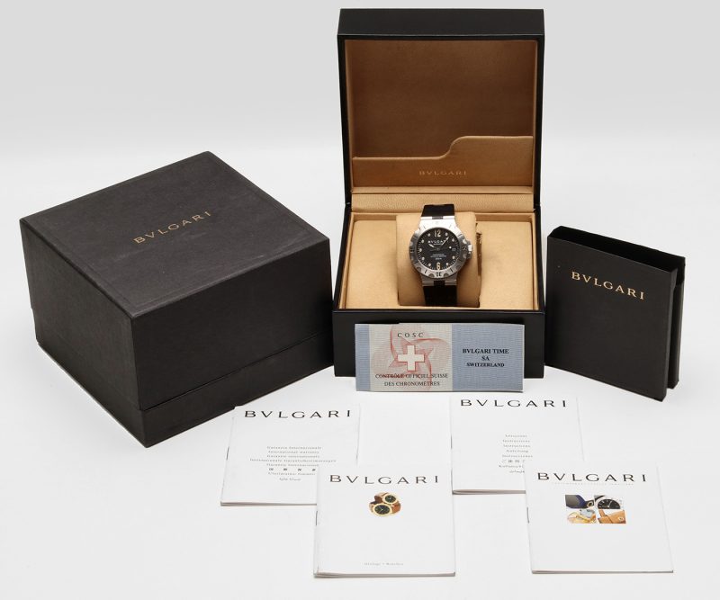 ca. 1998 Bulgari ref. SD 38 S Diagono Scuba Automatic 38 mm Box, Papers, COSC, Booklets, Serviced - Image 16