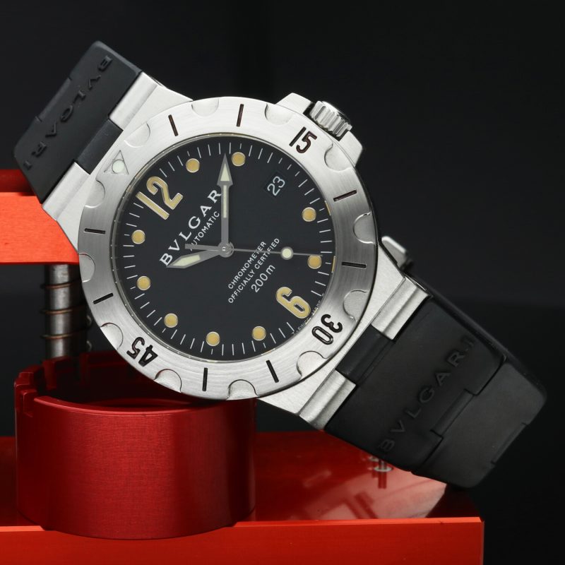 ca. 1998 Bulgari ref. SD 38 S Diagono Scuba Automatic 38 mm Box, Papers, COSC, Booklets, Serviced - Image 4