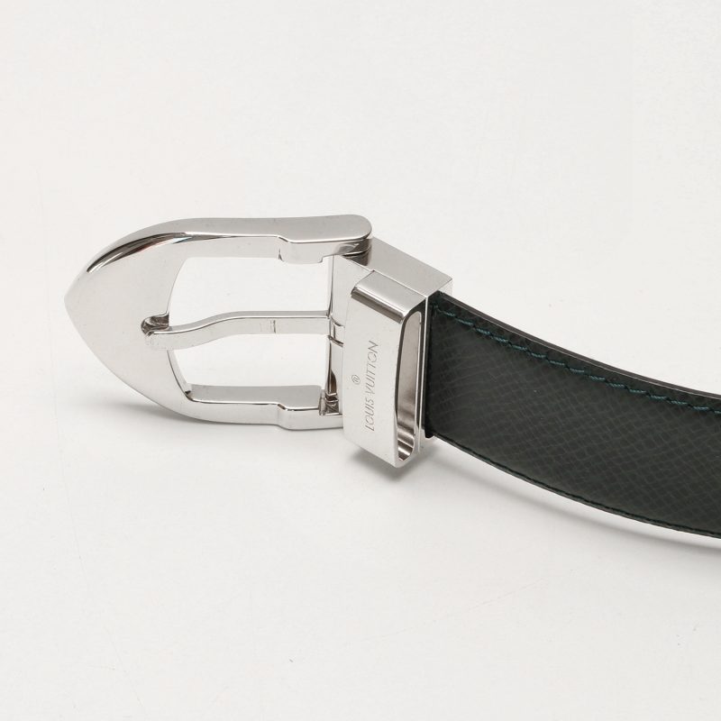 Louis Vuitton Men’s Belt Dark Green Taïga Leather Silver Buckle 110 cm - Image 2