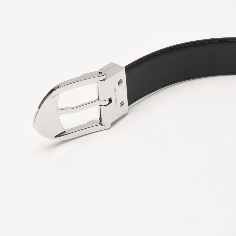 Louis Vuitton Men’s Belt Dark Green Taïga Leather Silver Buckle 110 cm - Image 3