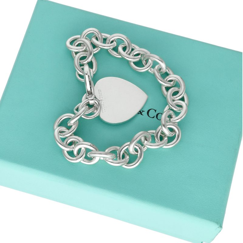 Tiffany & Co. Sterling Silver Heart Tag Bracelet 17 cm with Original Box - Image 10