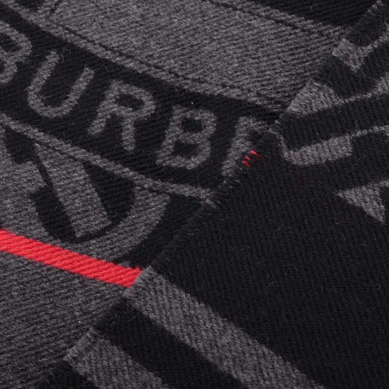 Burberry Wool & Silk Black Scarf with Logo - Unisex - Image 6