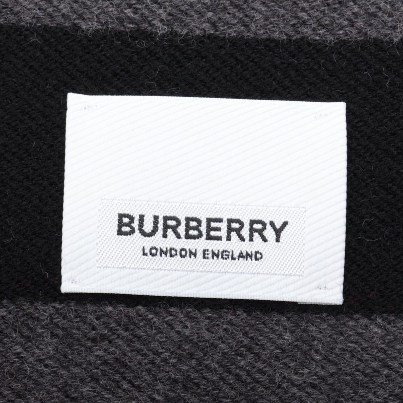 Burberry Wool & Silk Black Scarf with Logo - Unisex - Image 7