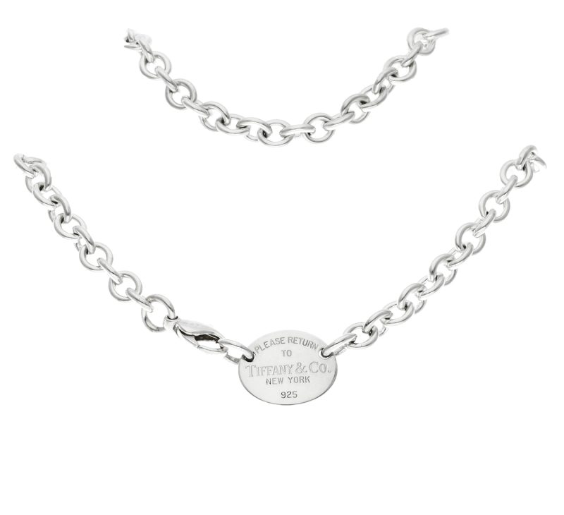Tiffany Return to Tiffany Oval Tag 925 Sterling Necklace