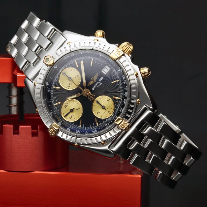 c. 1996 Breitling Chronomat Two Tone B13050 Automatic 40mm Black Dial - Image 2