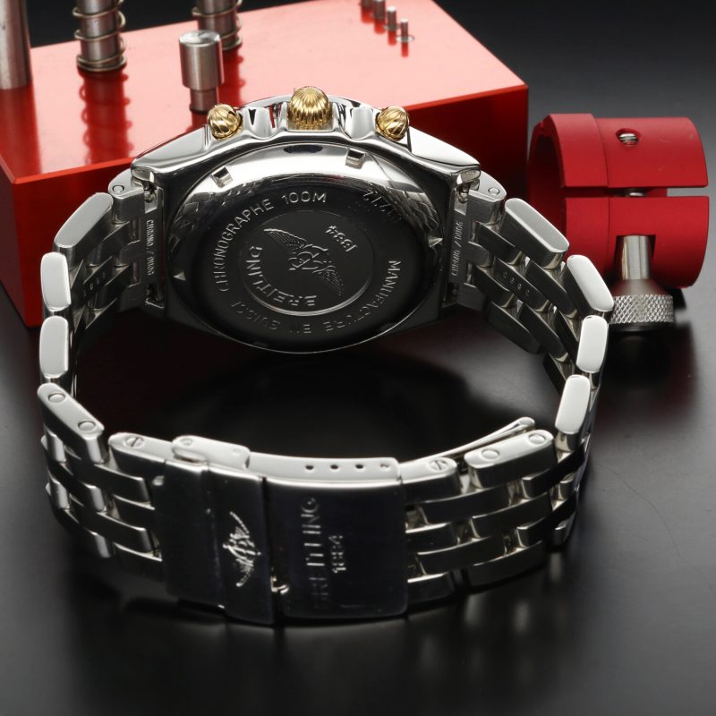 c. 1996 Breitling Chronomat Two Tone B13050 Automatic 40mm Black Dial - Image 9