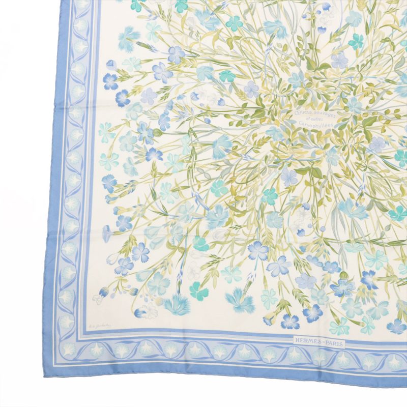 Hermès Carré 90 Oeillets Sauvages et Autrues Caryophyllées 100% Silk Scarf - Image 7