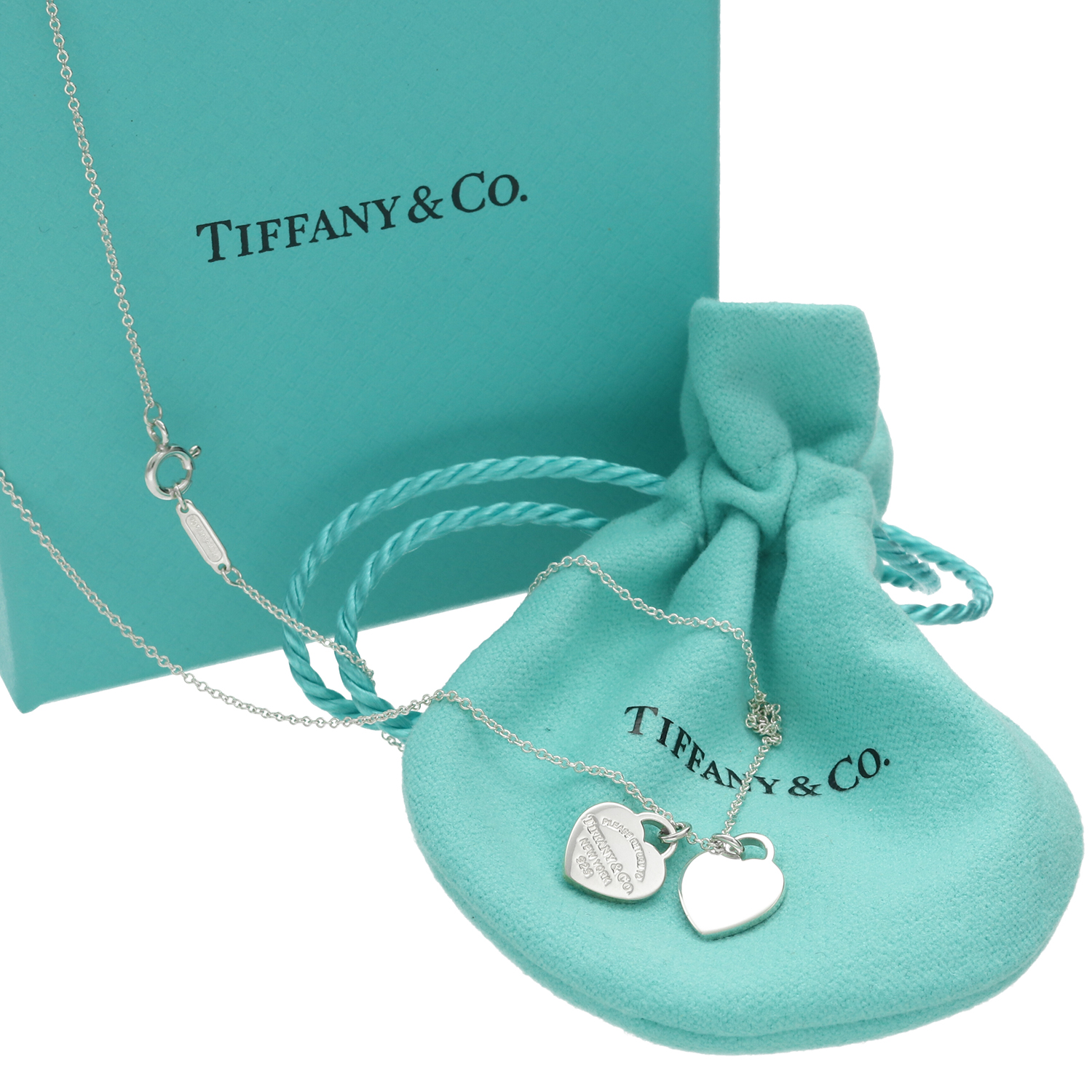 Tiffany Double Tag Heart Shaped Sterling Necklace Silver Return to Tiffany - Image 4