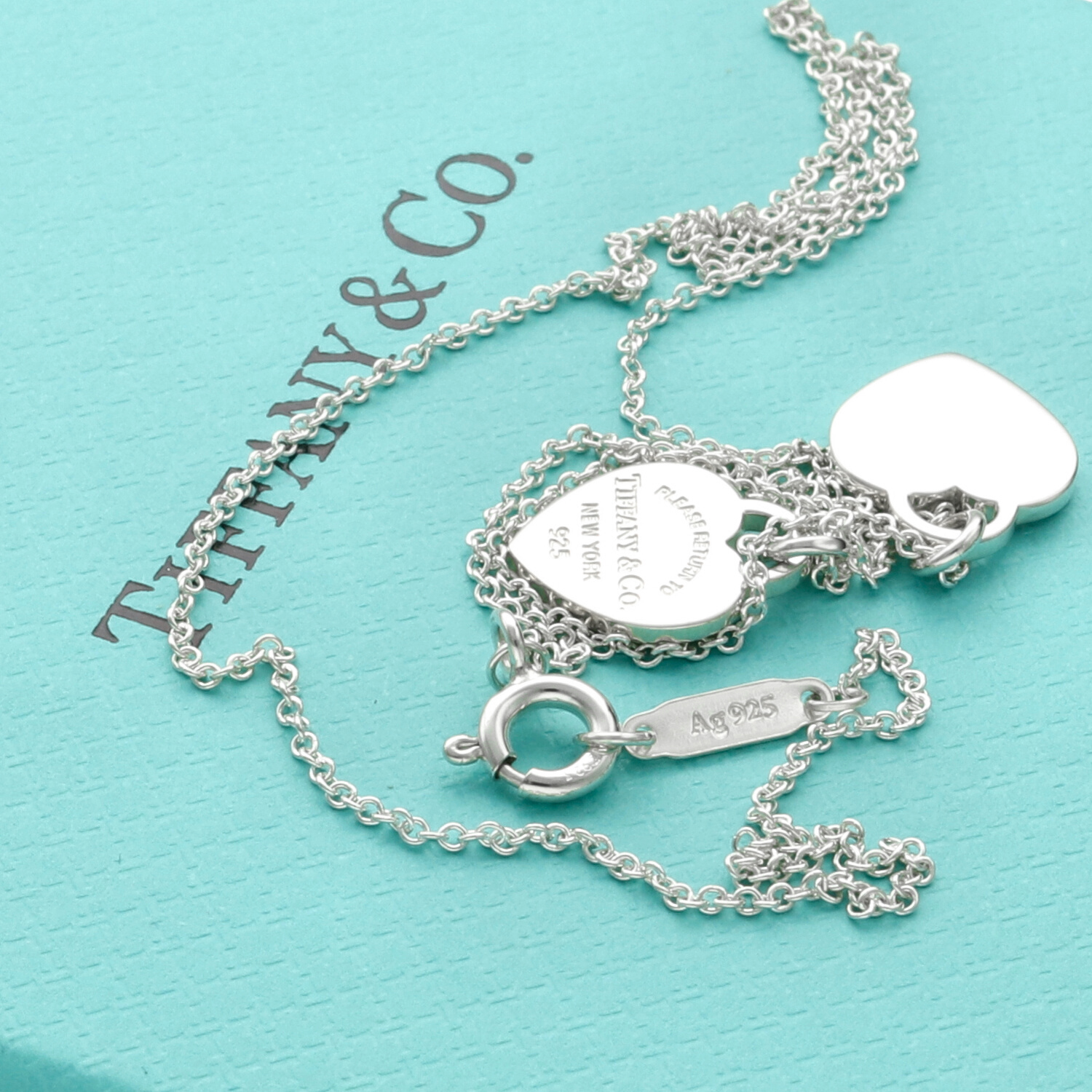 Tiffany Double Tag Heart Shaped Sterling Necklace Silver Return to Tiffany - Image 7