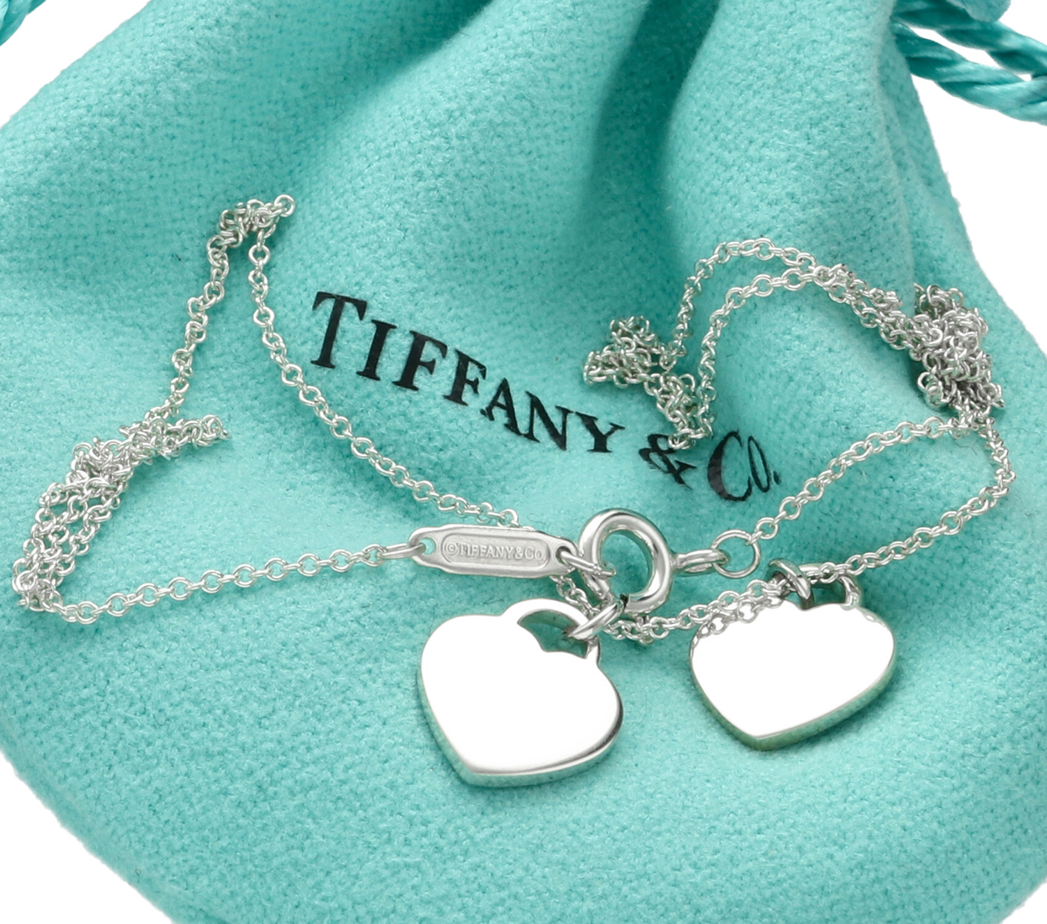 Tiffany Double Tag Heart Shaped Sterling Necklace Silver Return to Tiffany - Image 8