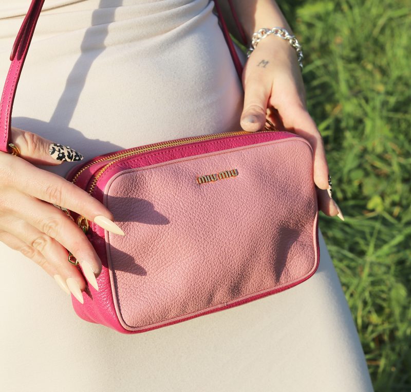 Miu Miu Borsa a Spalla in Pelle Rosa Bicolore - Pre Loved - immagine 3