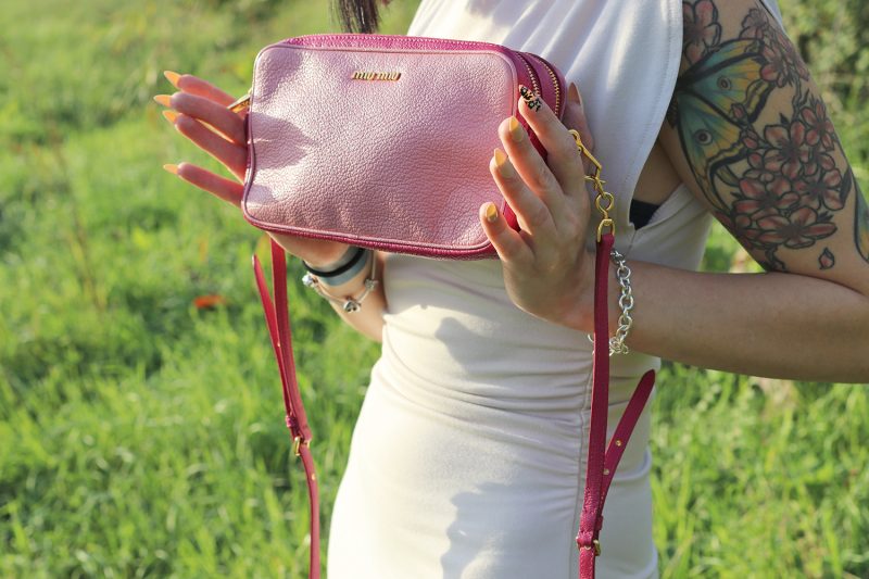 Miu Miu Borsa a Spalla in Pelle Rosa Bicolore - Pre Loved - immagine 5