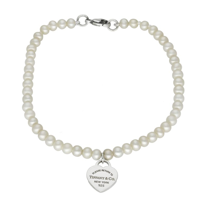 Tiffany Bracciale Perle con Pendente a Forma Cuore Argento 925 Return to Tiffany