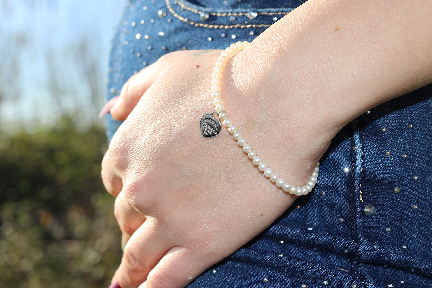 Tiffany Return to Tiffany Heart Tag Silver Sterling 925 Pearl Bracelet - Image 4