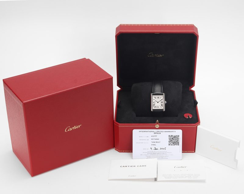 2025 Nuovo Mai Indossato Cartier Tank Must Modello Grande WSTA0041 Quarzo Acciaio su Pelle - immagine 16