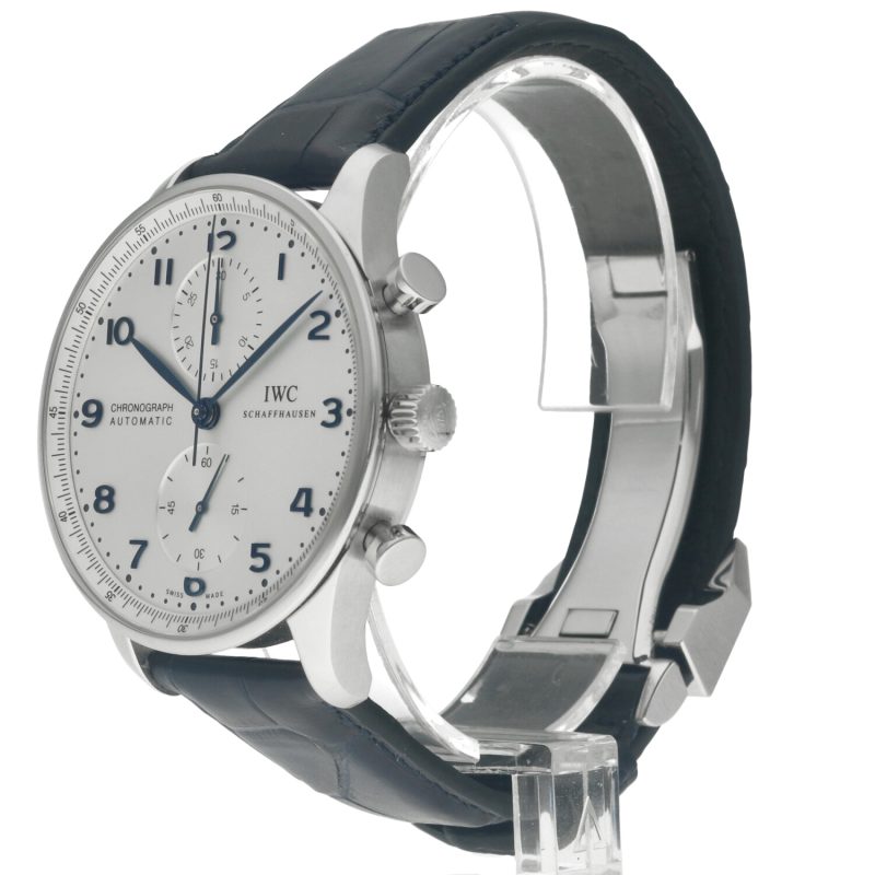 2020 IWC Portuguese Chronograph IW371446 – Quadrante Argento, Lancette Blu, Full Set, Garanzia IWC 2028 - immagine 15