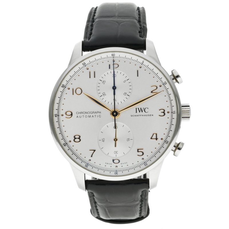 2024 IWC Portoghese Cronografo IW371604 Quadrante Argento, Cinturino in Alligatore, Garanzia Ufficiale IWC Fino al 2032 - immagine 15