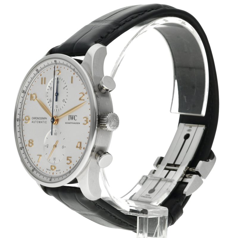 2024 IWC Portoghese Cronografo IW371604 Quadrante Argento, Cinturino in Alligatore, Garanzia Ufficiale IWC Fino al 2032 - immagine 14