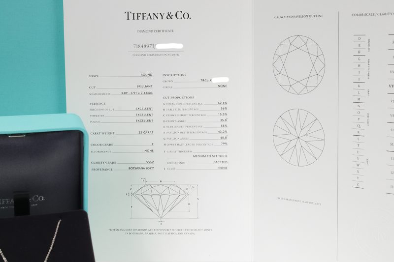 Tiffany Collana Solitaire in Platino con Diamante 0,22 ct e Certificato Tiffany - immagine 8