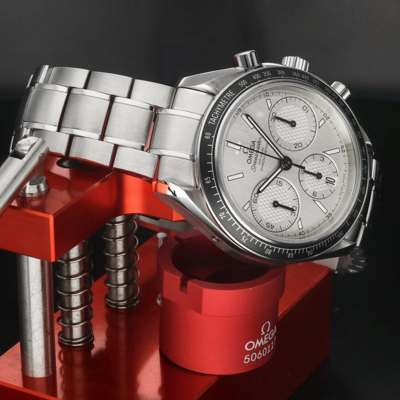 c. 2023 Omega Speedmaster Racing 326.30.40.50.02.001 – New, Full Set, Silver Dial with Teak Effect - Image 3