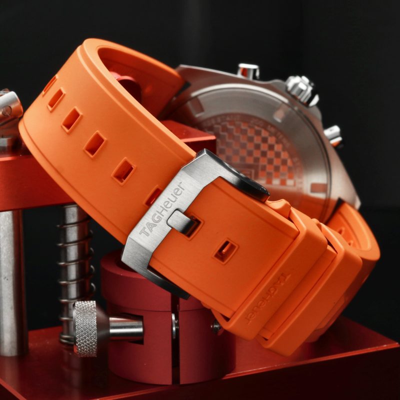 2025 TAG Heuer Formula 1 CAZ1014.FT8028 Mai Indossato Quadrante Blu Cinturino in Gomma Arancione Esclusiva Online Full Set - immagine 6