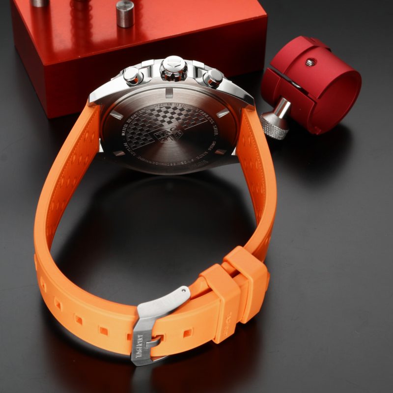 2025 TAG Heuer Formula 1 CAZ1014.FT8028 Mai Indossato Quadrante Blu Cinturino in Gomma Arancione Esclusiva Online Full Set - immagine 10