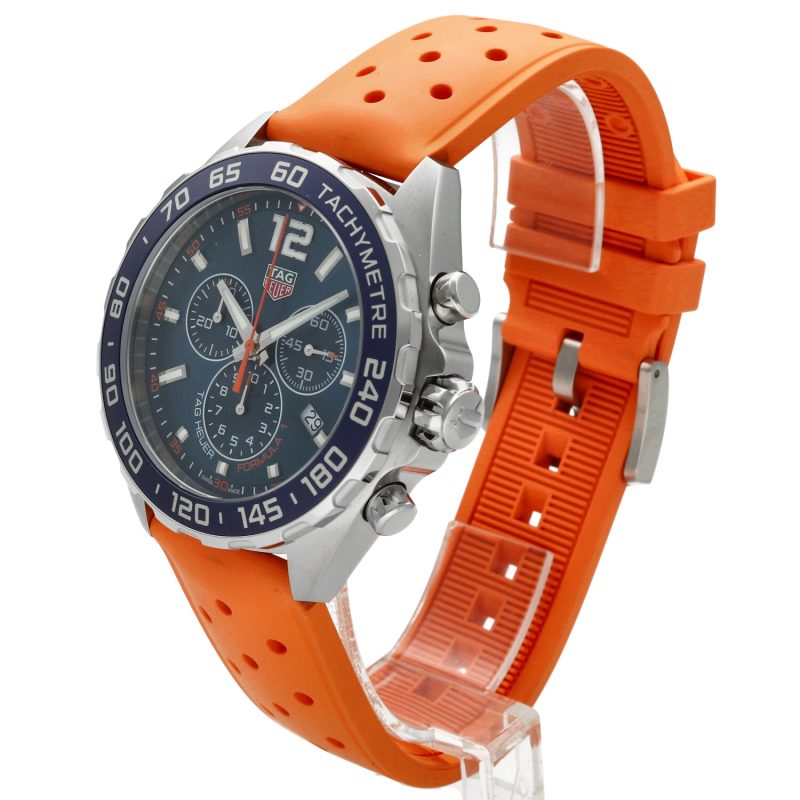 2025 TAG Heuer Formula 1 CAZ1014.FT8028 Mai Indossato Quadrante Blu Cinturino in Gomma Arancione Esclusiva Online Full Set - immagine 13