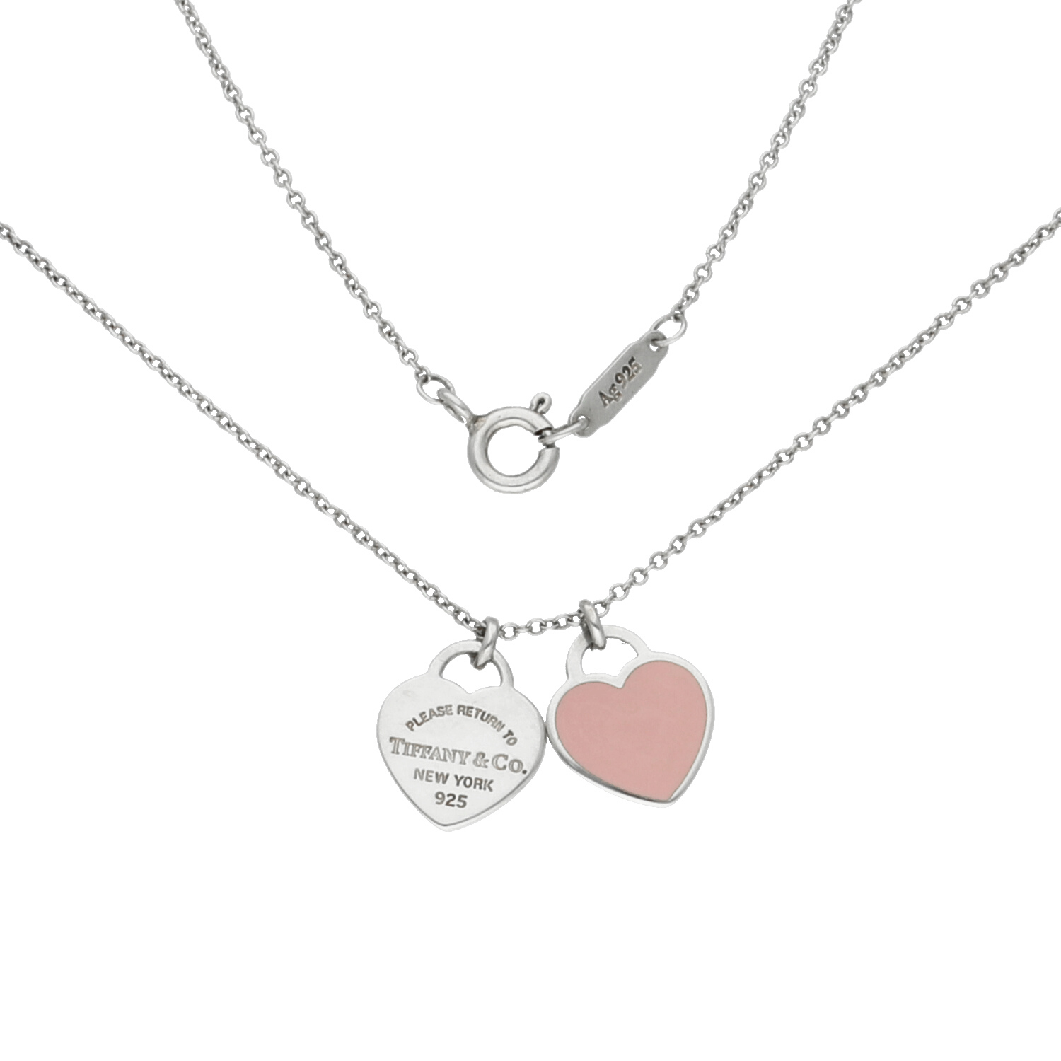 Tiffany Return to Tiffany collana Mini Double Heart in argento con cuore rosa smaltato