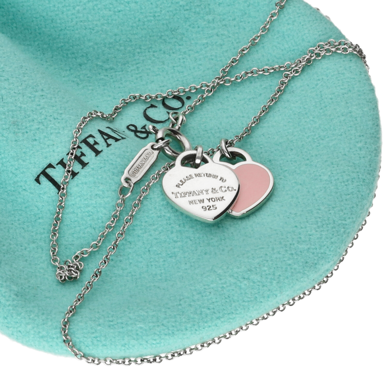 Tiffany Return to Tiffany collana Mini Double Heart in argento con cuore rosa smaltato - immagine 8