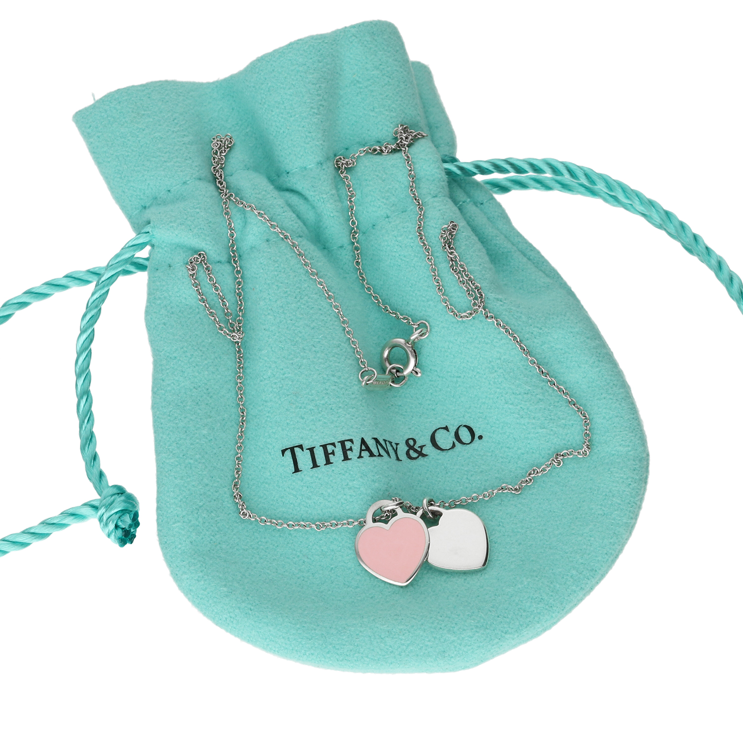 Tiffany Return to Tiffany collana Mini Double Heart in argento con cuore rosa smaltato - immagine 10
