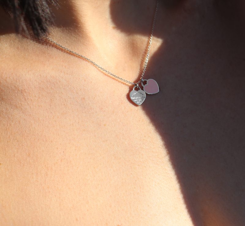 Tiffany Return to Tiffany collana Mini Double Heart in argento con cuore rosa smaltato - immagine 2