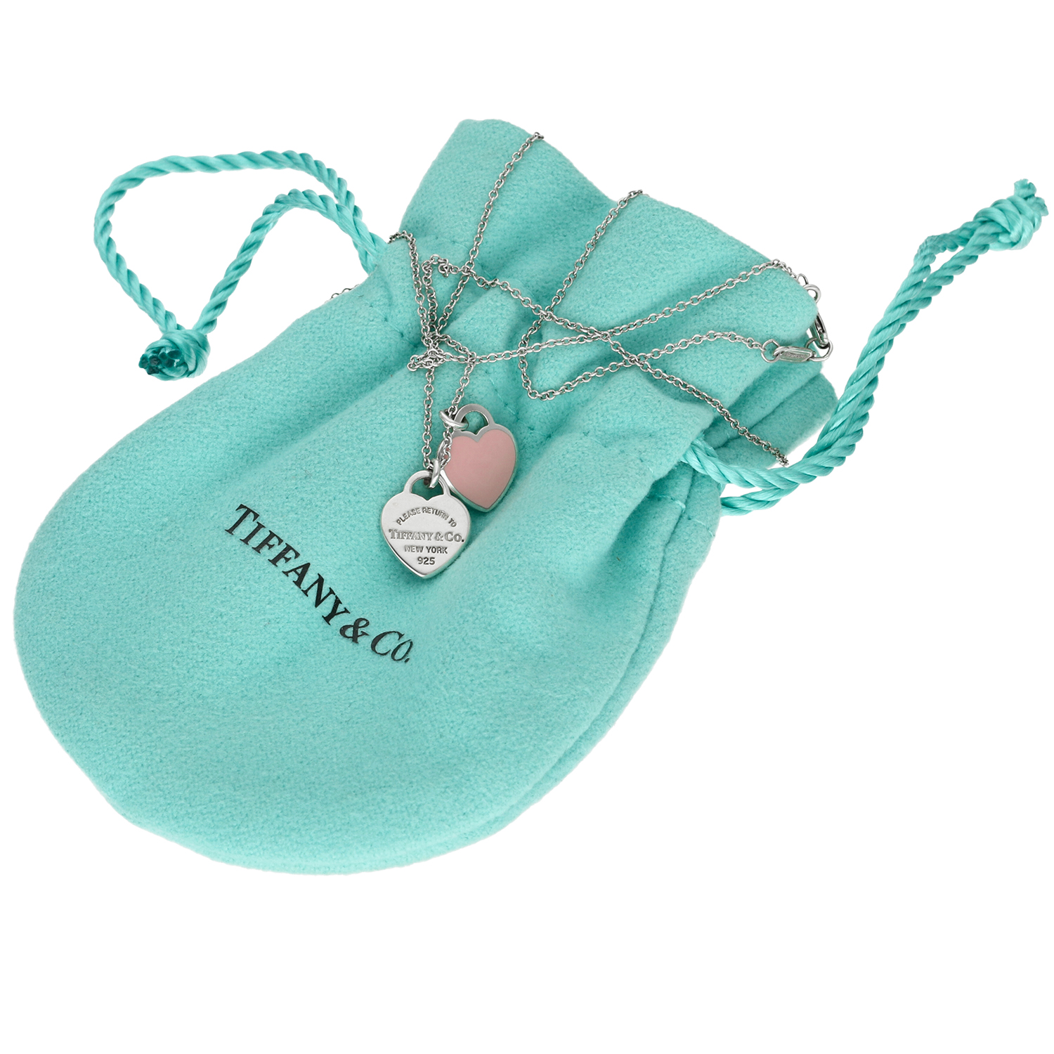 Tiffany Return to Tiffany collana Mini Double Heart in argento con cuore rosa smaltato - immagine 3