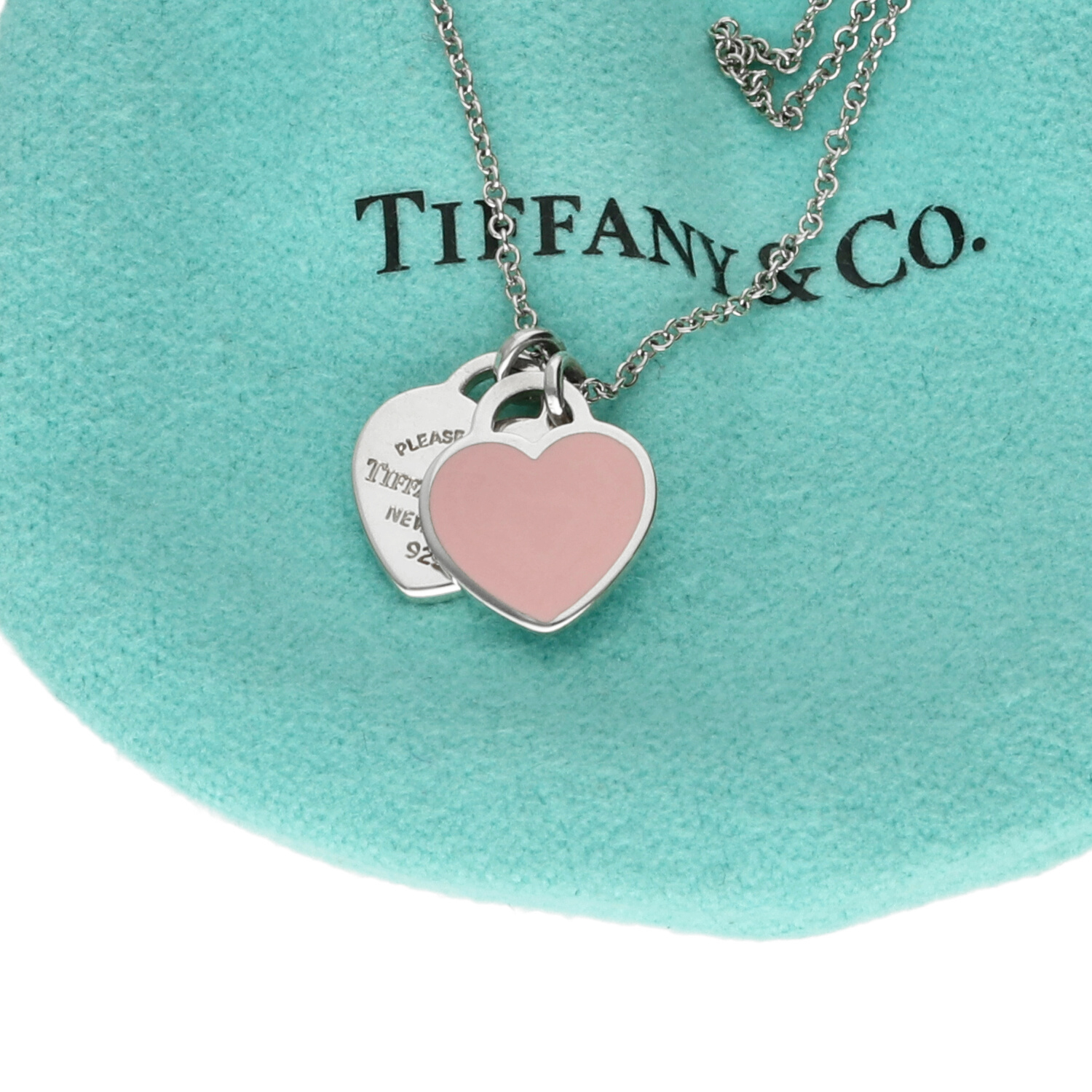 Tiffany Return to Tiffany collana Mini Double Heart in argento con cuore rosa smaltato - immagine 5