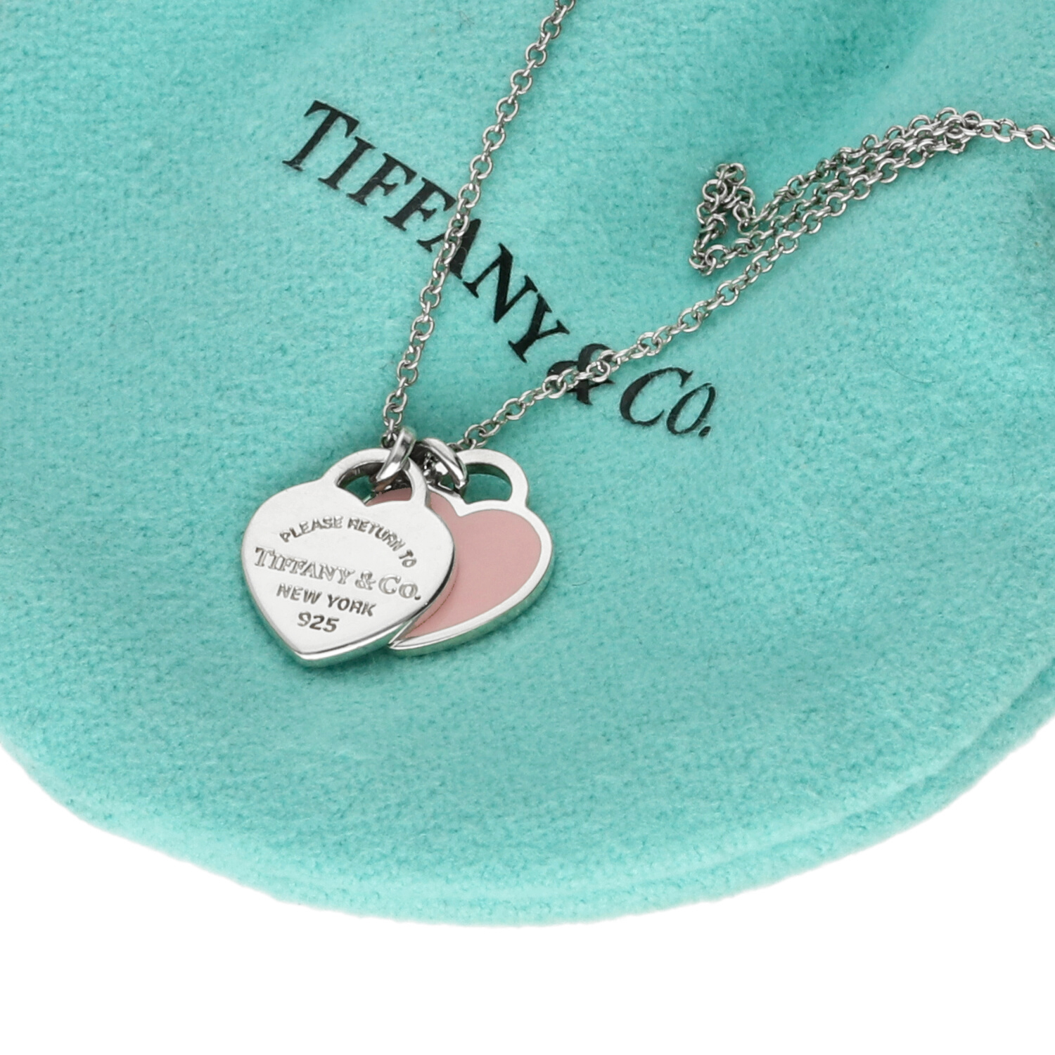 Tiffany Return to Tiffany collana Mini Double Heart in argento con cuore rosa smaltato - immagine 6