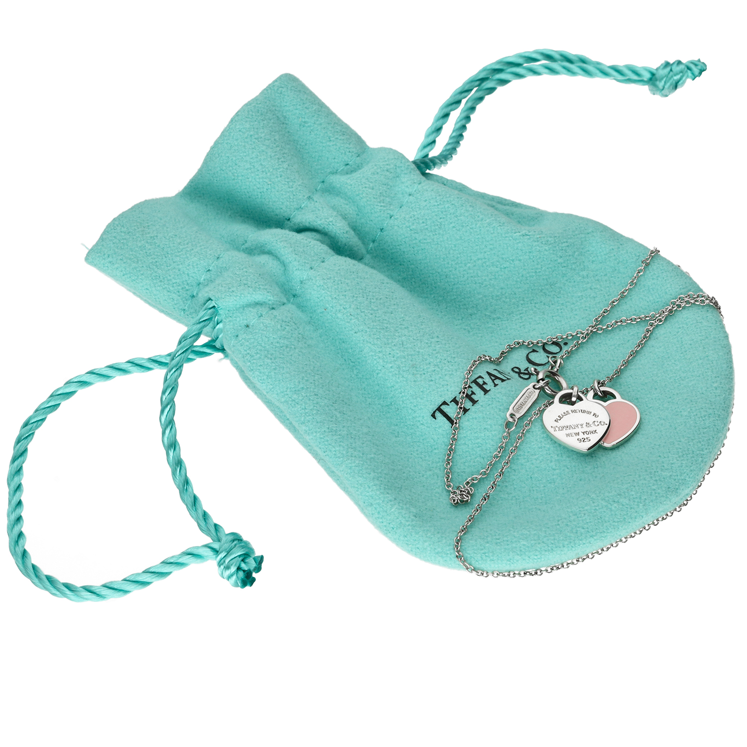 Tiffany Return to Tiffany collana Mini Double Heart in argento con cuore rosa smaltato - immagine 7