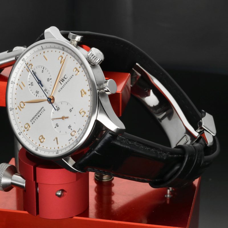 c. 2015 IWC Portugieser Chronograph ref. IW371445 – Men’s Stainless Steel Watch, Silver Dial, NOS Condition - Image 4