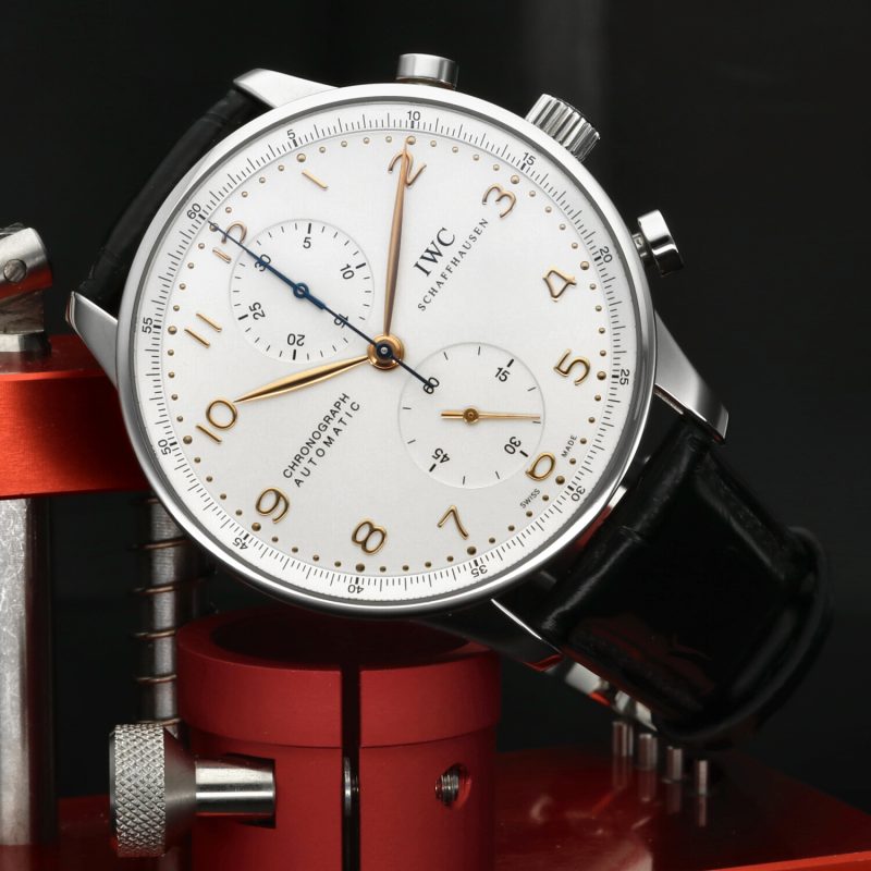 c. 2015 IWC Portugieser Chronograph ref. IW371445 – Men’s Stainless Steel Watch, Silver Dial, NOS Condition - Image 2