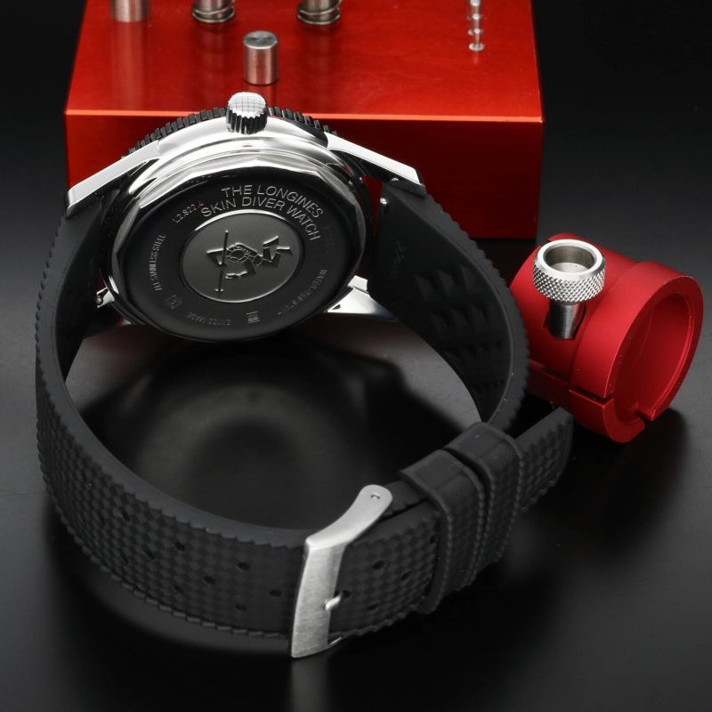 c.2020 Longines Heritage Skin Diver L2.822.4.56.6 Acciaio 42mm Quadrante Nero Cinturino Gomma Aftermarket - immagine 10