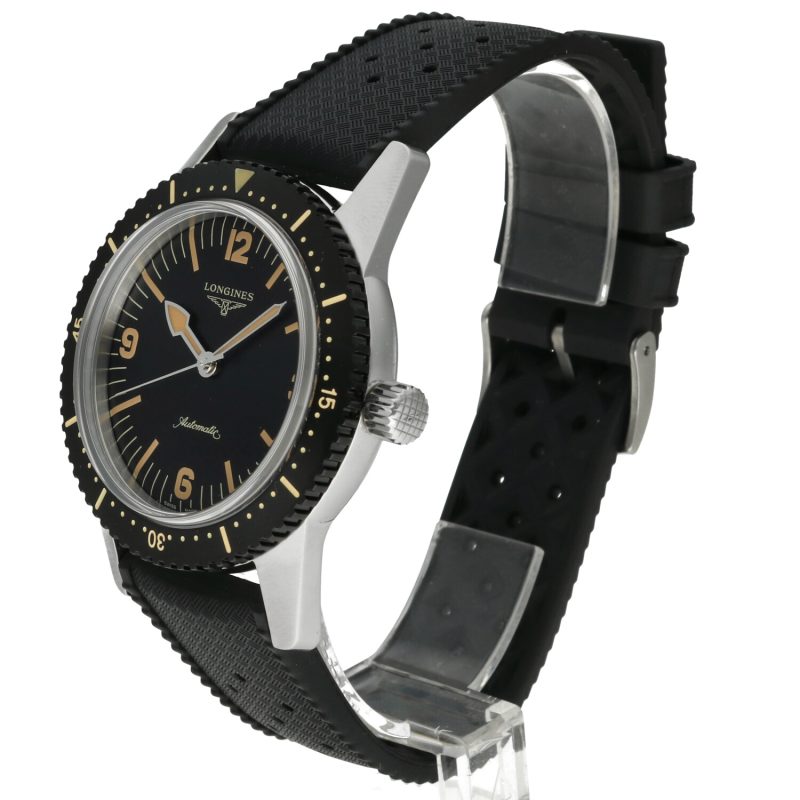 c.2020 Longines Heritage Skin Diver L2.822.4.56.6 Acciaio 42mm Quadrante Nero Cinturino Gomma Aftermarket - immagine 15